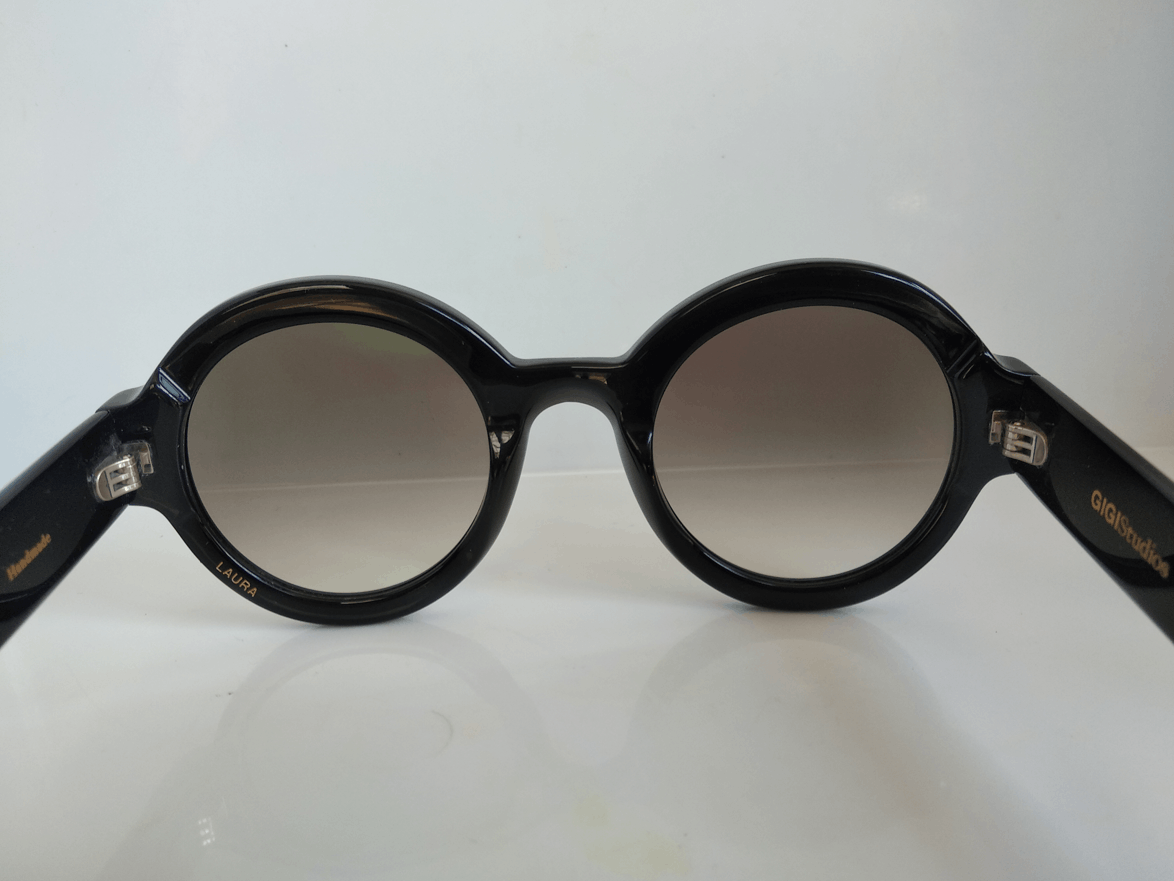 Other Handmade Black Acetate Gigistudios Round Sunglasses Frame Size ONE SIZE - 5 Thumbnail