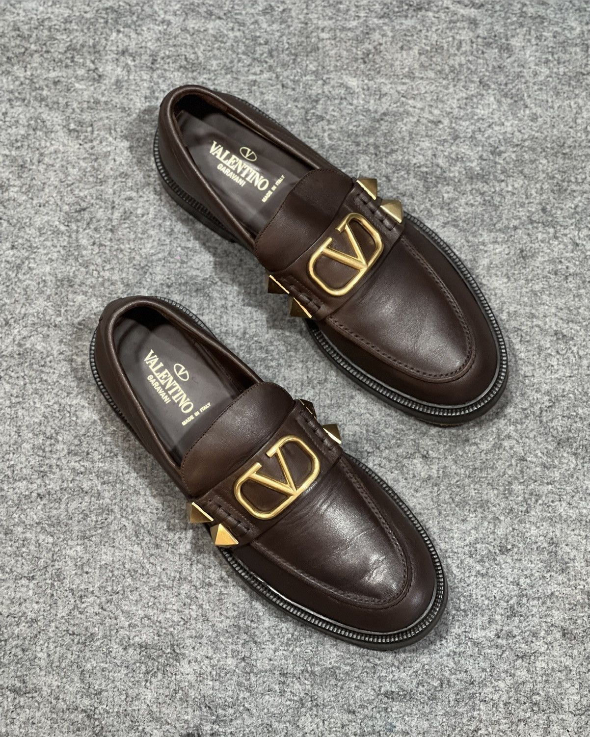 Valentino VALENTINO STUD SIGN BROWN LOAFER Size US 9 / EU 42 - 6 Thumbnail