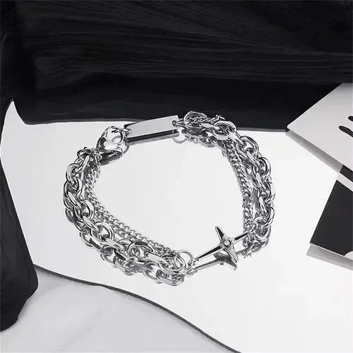 Other Chrome Silver Cross Classic Bracelet Chain Goth God Size ONE SIZE - 1 Thumbnail