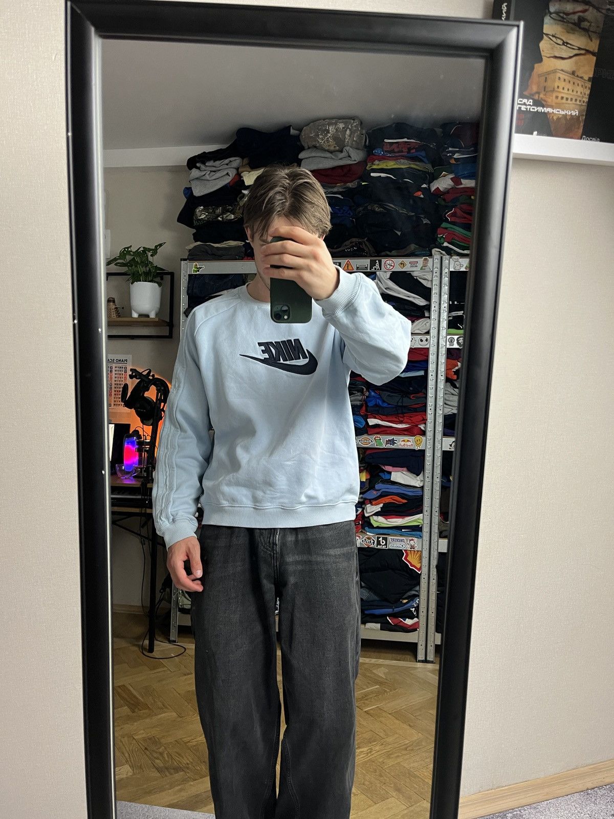 Nike Vintage 00’s Nike Sweatshirt Crewneck Baggy Big Center Logo Size US M / EU 48-50 / 2 - 2 Thumbnail