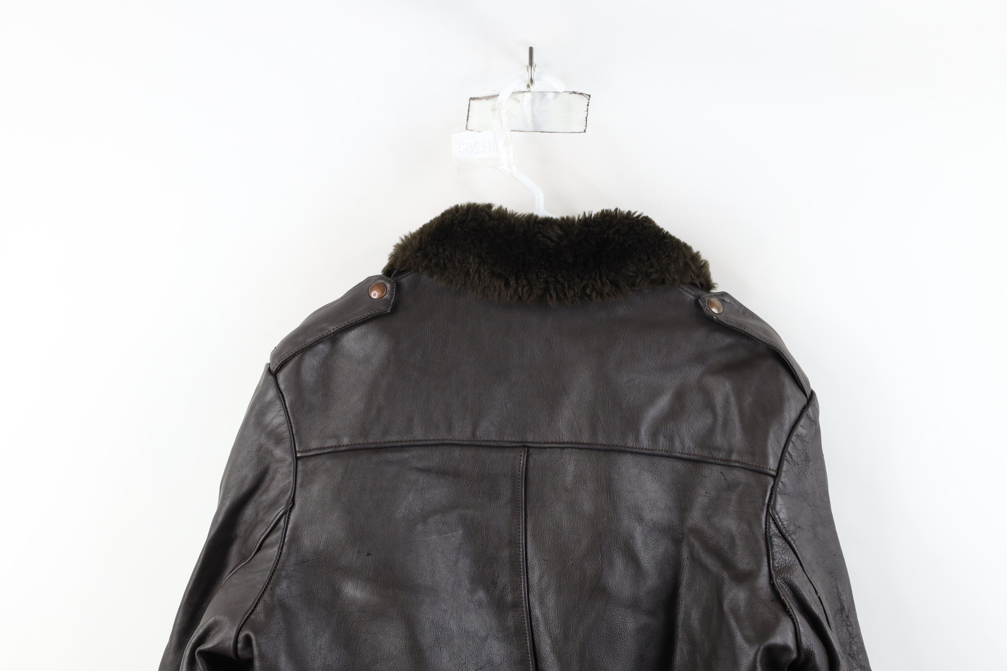 Vintage Vintage 70s Streetwear Leather Flight Bomber Jacket Brown US Size US XL / EU 56 / 4 - 14 Thumbnail