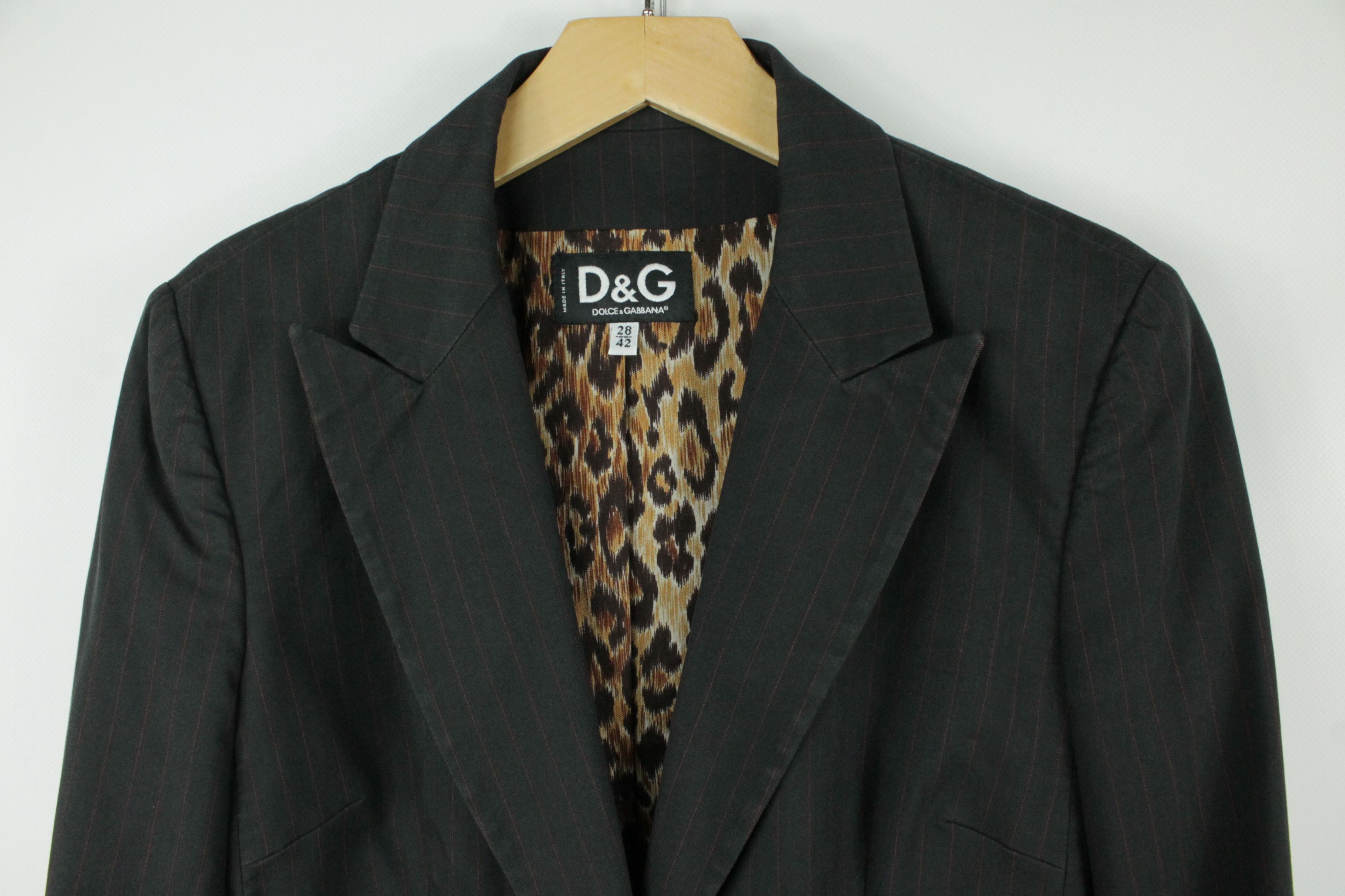 Dolce & Gabbana Dolce & Gabbana Slim Fit Pinstripe Blazer Leopard Lining Size M / US 6-8 / IT 42-44 - 2 Thumbnail