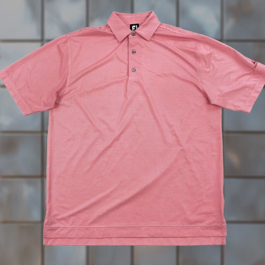 Footjoy FootJoy Polo Shirt Men L Pink Houndstooth Shadow Ridge Golf Performance FJ Size US L / EU 52-54 / 3 - 1 Thumbnail