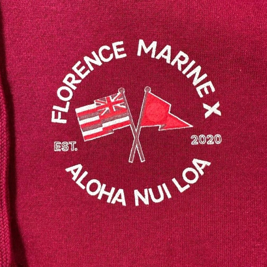 Vintage Florence Marine X Nui Loa Hoodie Mens XL Red Surf Slate Maroon Organic Cotton Hoodie Size US XL / EU 56 / 4 - 2 Thumbnail