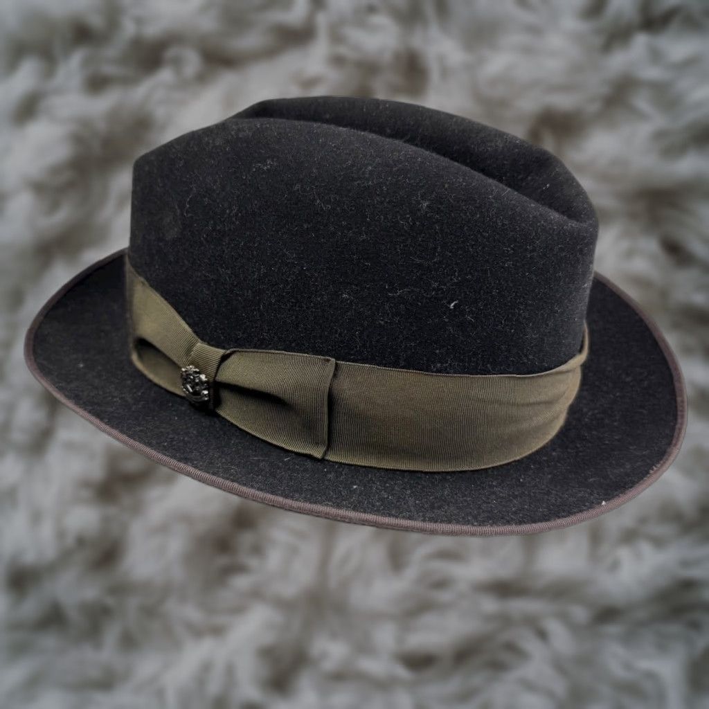 Vintage VINTAGE Biltmore Governor Fashion Fedora Hat Band Ribbon Medium Black Mens Fedora Size ONE SIZE - 1 Thumbnail