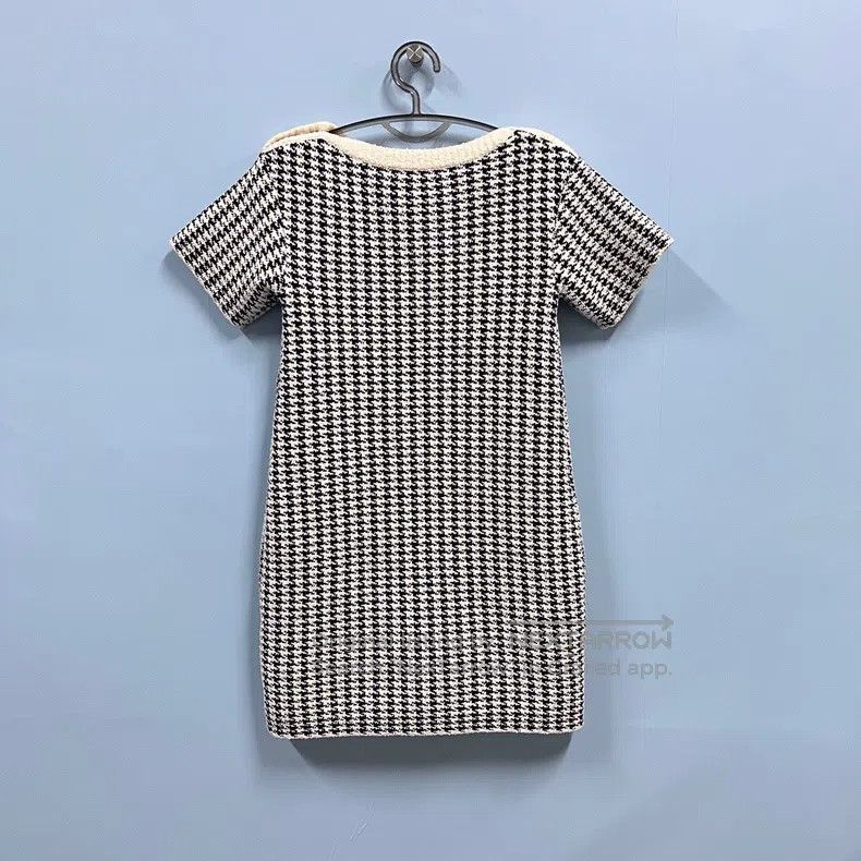 Dior Dior Thousand-bird checkered pearl buckle knitted dress Size XXS / US 00 / IT 34 - 2 Thumbnail