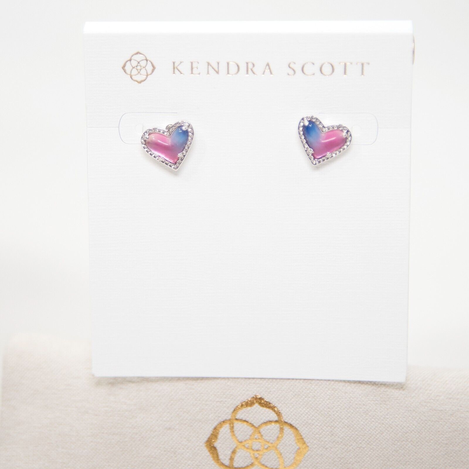 Kendra Scott Kendra Scott Ari Ombre Illusion Heart Rhodium Stud Earrings Size ONE SIZE - 1 Thumbnail