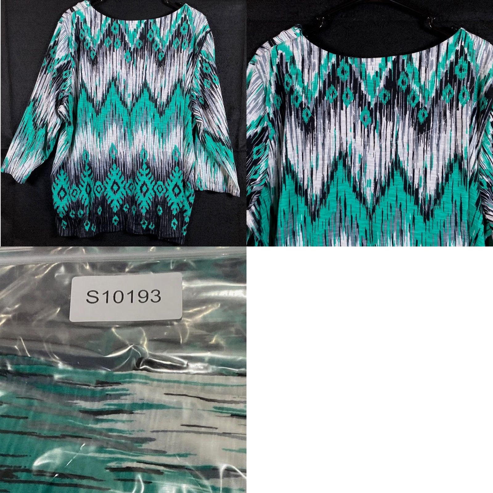 Vintage Alfred Dunner Women Blouse Green Black Fair Isle Geometric 3/4 Sleeve Stretch XL Size XL / US 12-14 / IT 48-50 - 8 Thumbnail