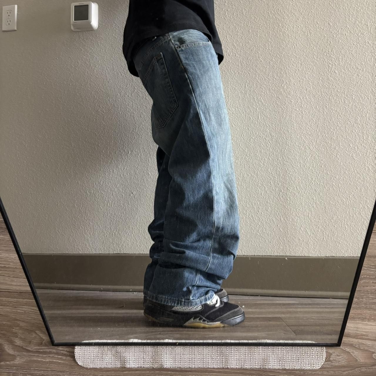 Japanese Brand Crazy Vintage Y2K/2000s Baggy Grunge Dark Wash Skater Denim Jeans! 33x28 Size US 33 - 2 Thumbnail