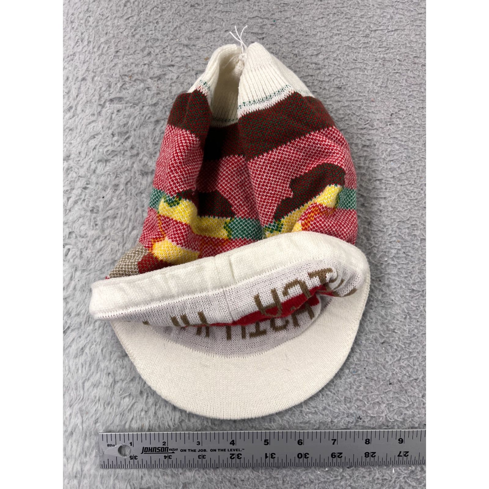 Vintage Africa Beanie Toque Adult One Size Green Yellow Red Stripe Brim Bill Knit Size ONE SIZE - 5 Thumbnail