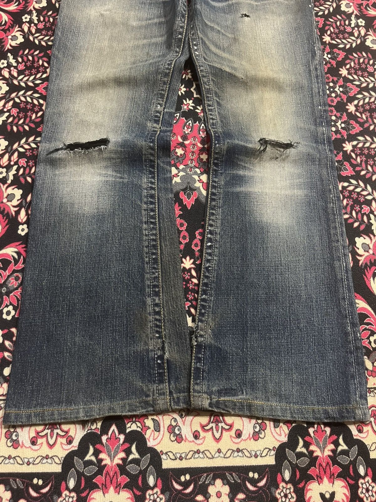 semanticdesign Vintage Semantic Design Chain Zipper Distressed Flare Jeans Size US 32 / EU 48 - 12 Thumbnail