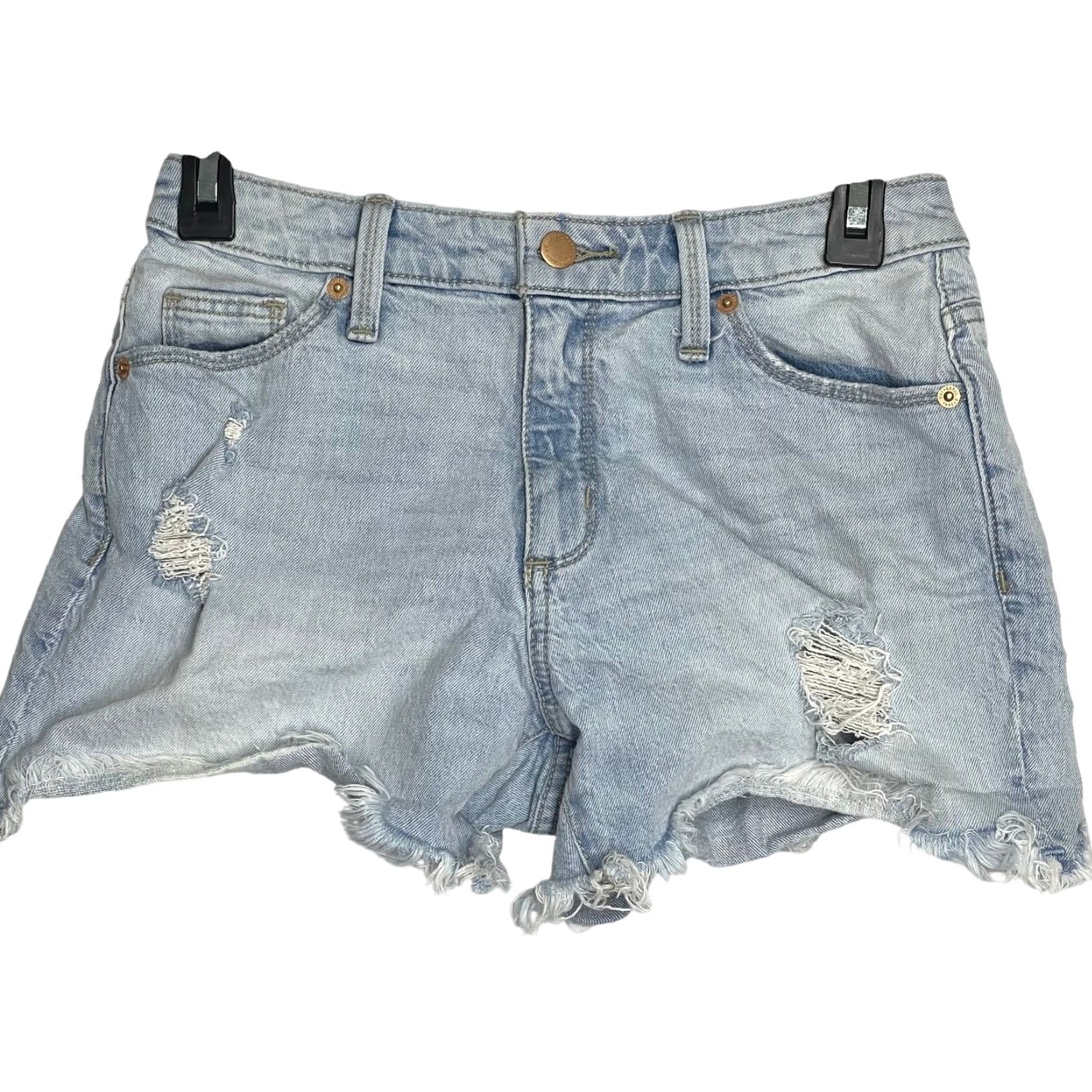 Vintage Universal Thread Shorts Women 0 Blue Cut-Off High Rise Shortie Denim Distressed 5-Pocket Casual Summer Vintage Style Size 26" / US 2 / IT 38 - 2 Thumbnail