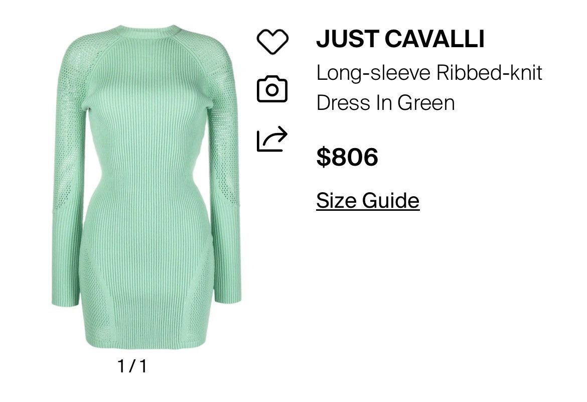 Roberto Cavalli Just Cavalli Mint Ribbed Knit Bodycon Dress Mesh Panels Size XS / US 0-2 / IT 36-38 - 2 Thumbnail