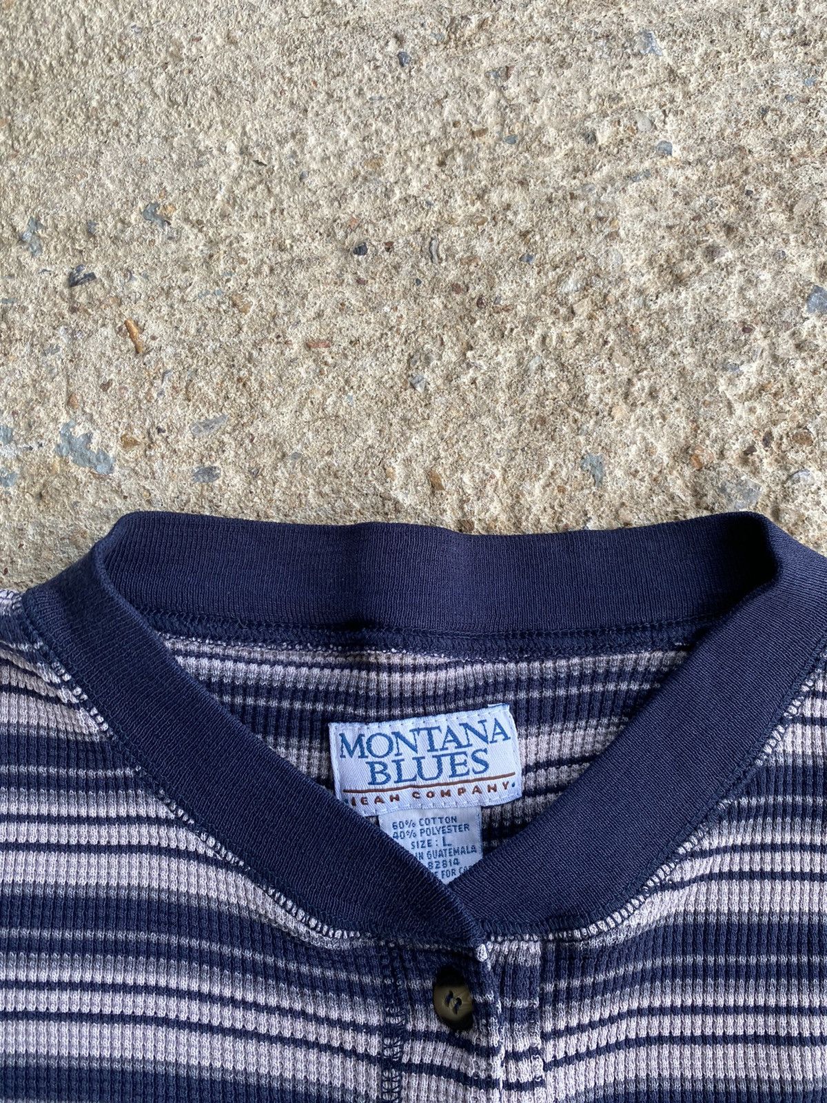 Coogi × Vintage Vintage Y2K Montana Blue Grunge Stripe Thermal Shirt Size US L / EU 52-54 / 3 - 7 Thumbnail