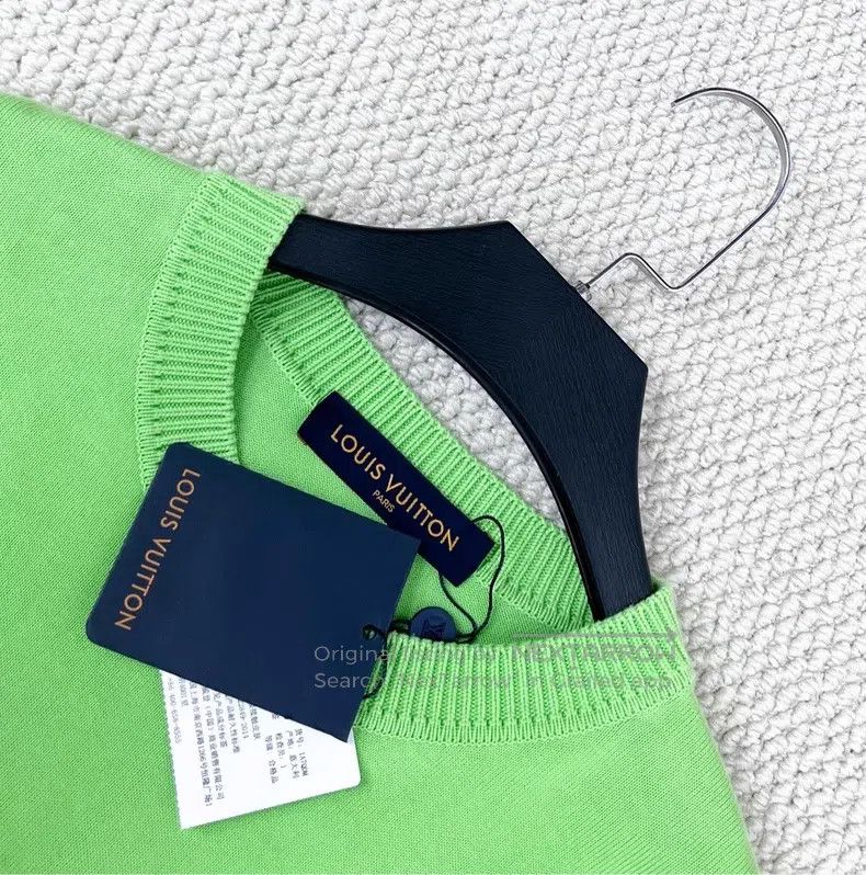 Louis Vuitton Louis Vuitton Green Pin Embroidered Letter Knit Short Slee Size US L / EU 52-54 / 3 - 3 Thumbnail
