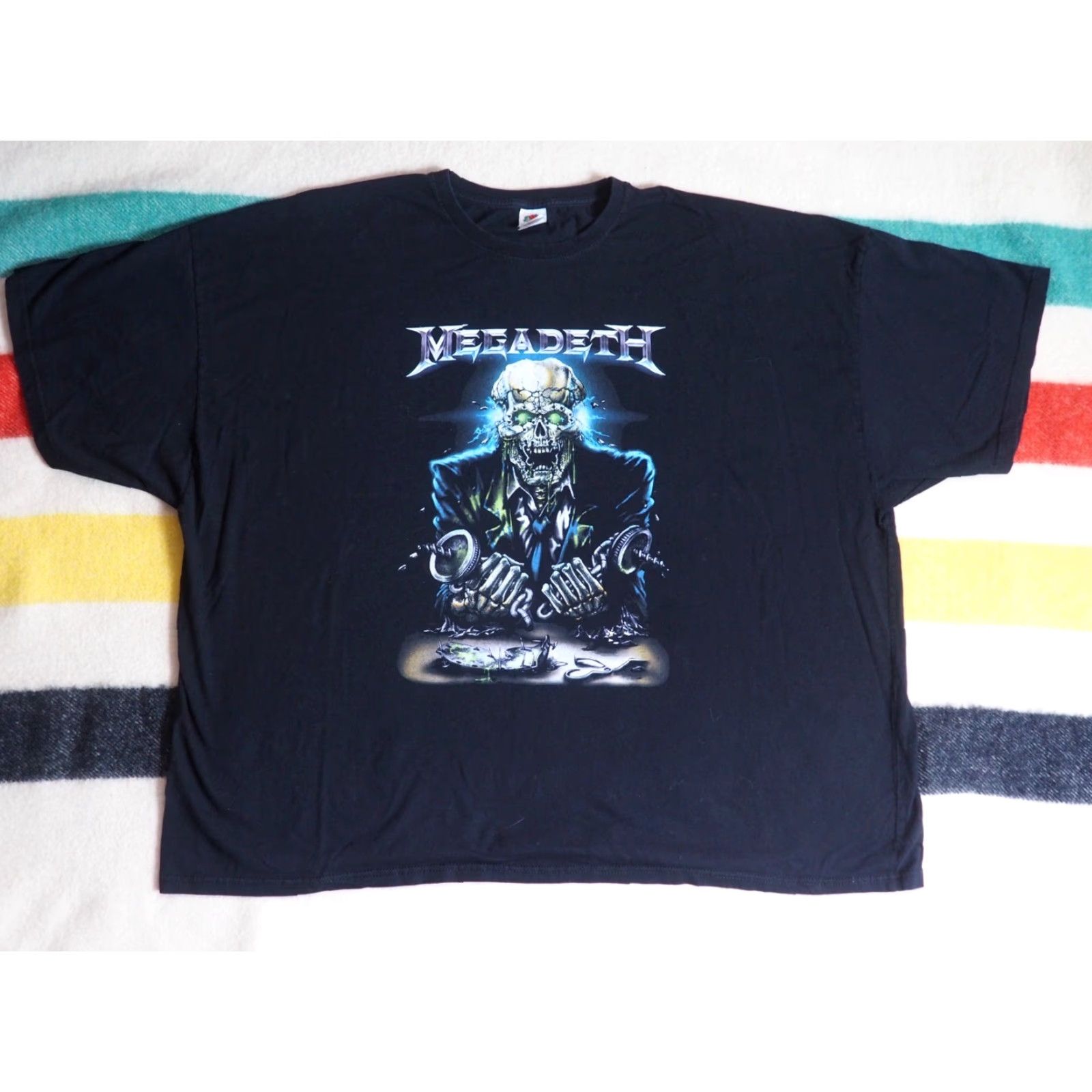 Fruit Of The Loom Megadeth Skeleton Skull Metal Tour Black Band Tee T-Shirt Mens 5XL Size US XXL / EU 58 / 5 - 2 Thumbnail