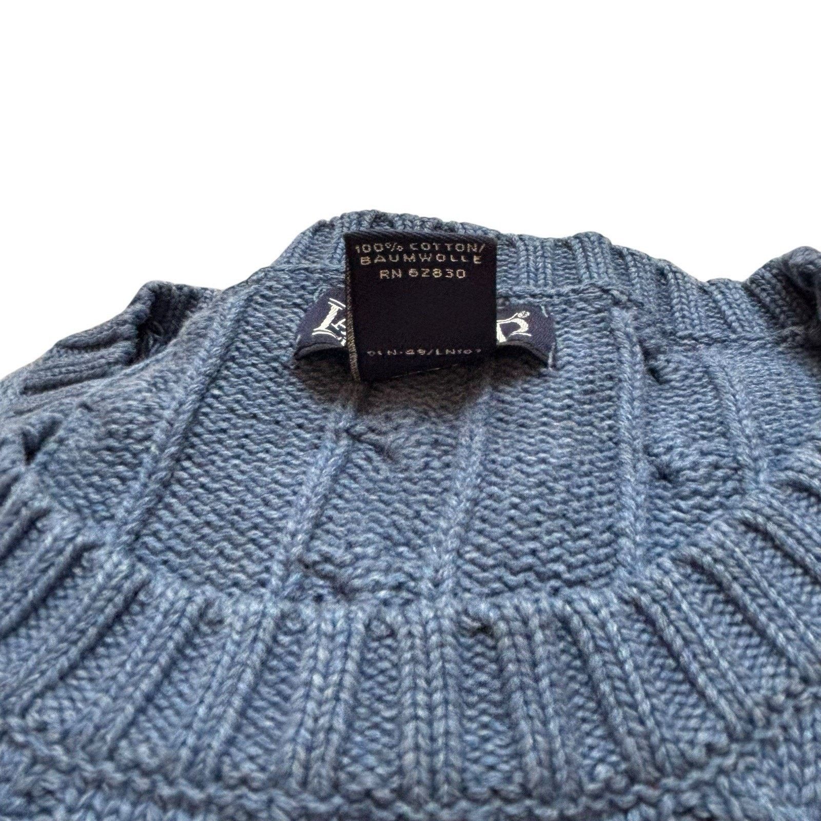 Lands' End Land's End Cable Knit Cotton Lt Blue Crew Neck Sweater XL Size US XL / EU 56 / 4 - 5 Thumbnail
