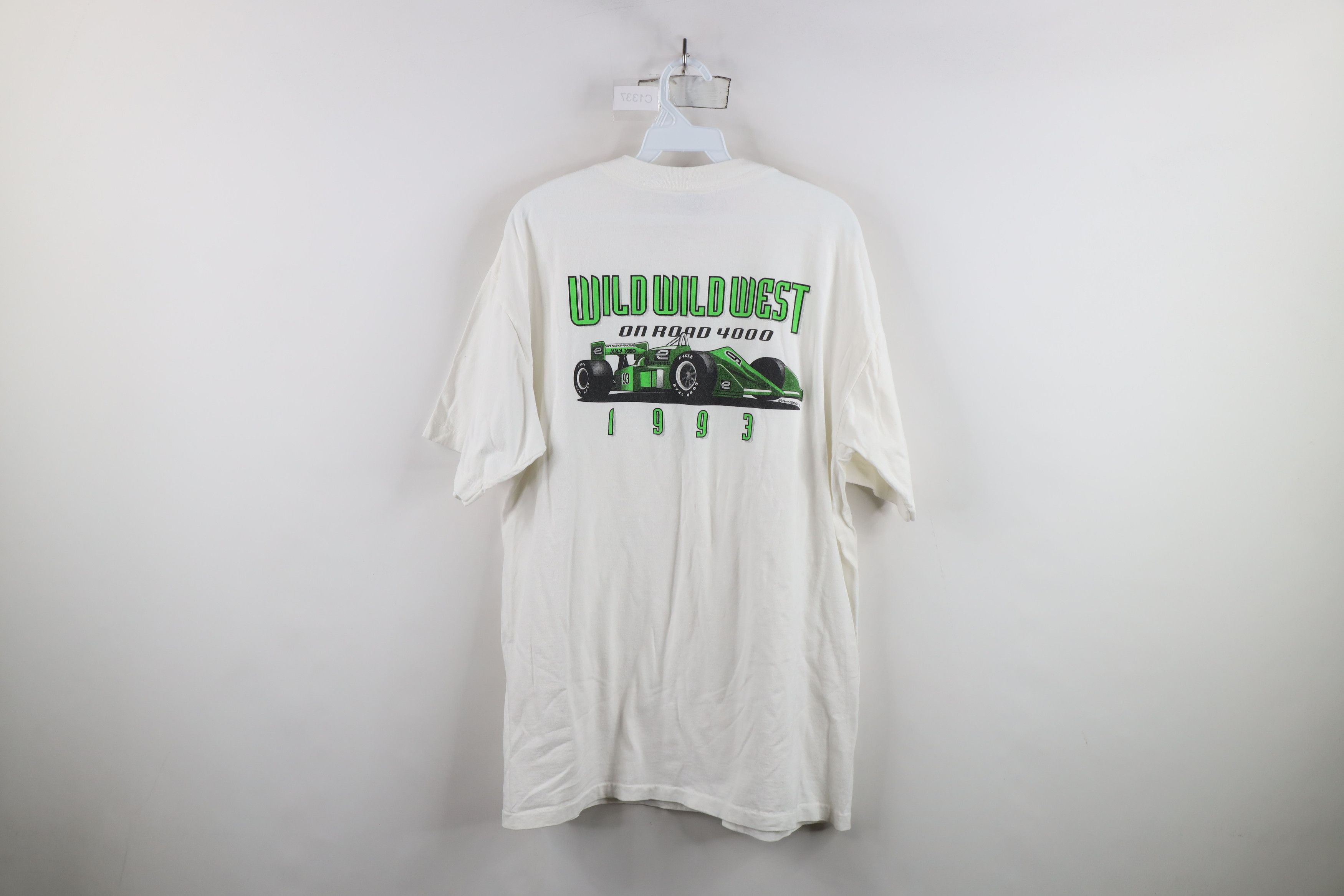 Vintage Vintage 90s Wild Wild West On Road 4000 Car Race T-Shirt USA Size US XL / EU 56 / 4 - 12 Thumbnail