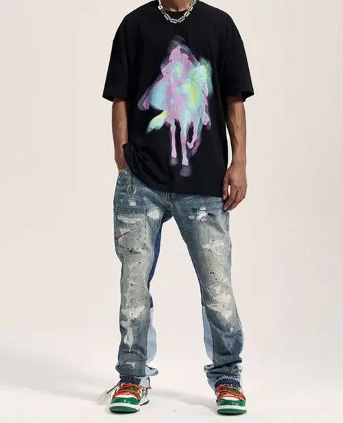 Jean Paint Splatter Flare Panel Jeans Size US 32 / EU 48 - 2 Thumbnail