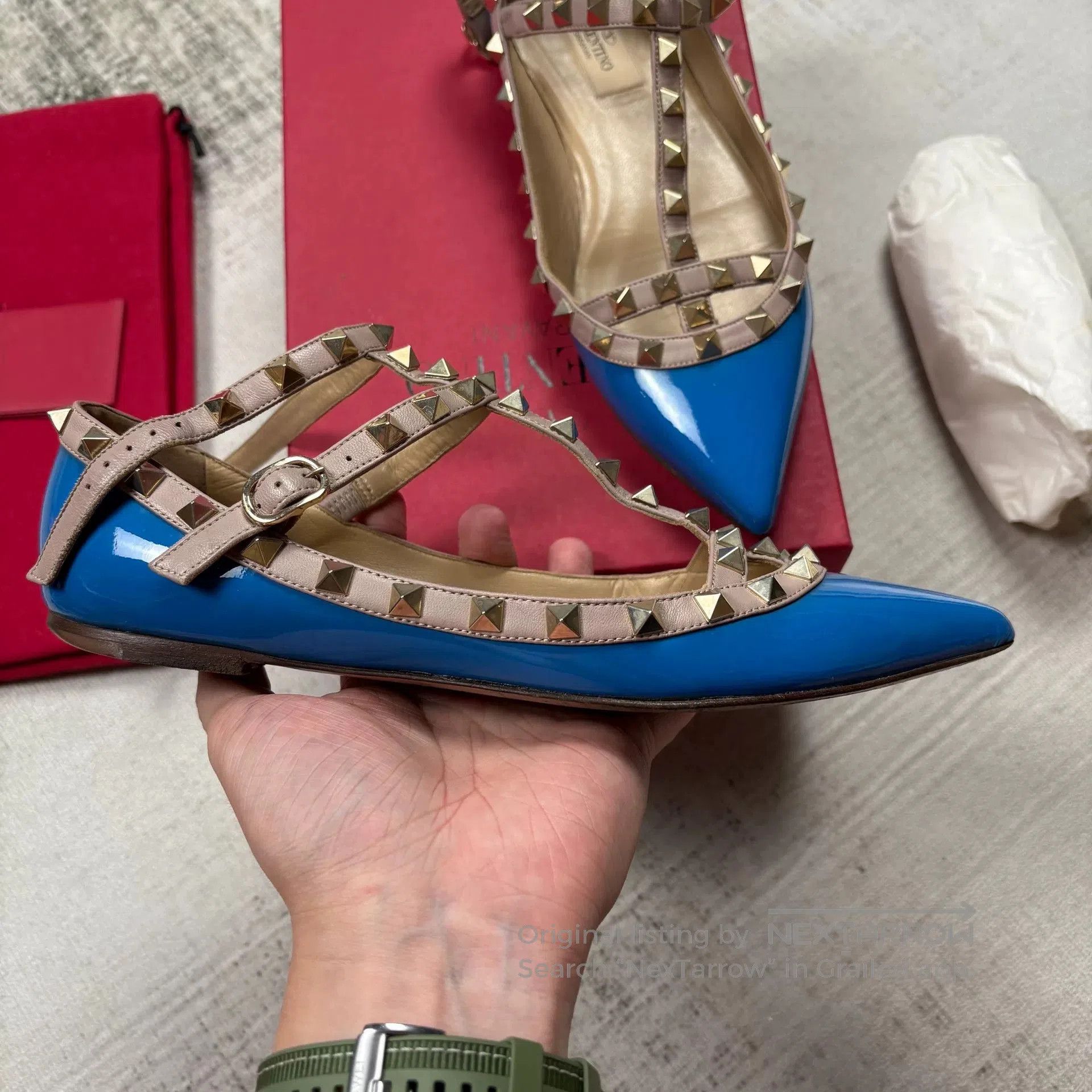 Valentino Valentino Rockstud Flat Sandals. Size US 7 / IT 37 - 2 Thumbnail