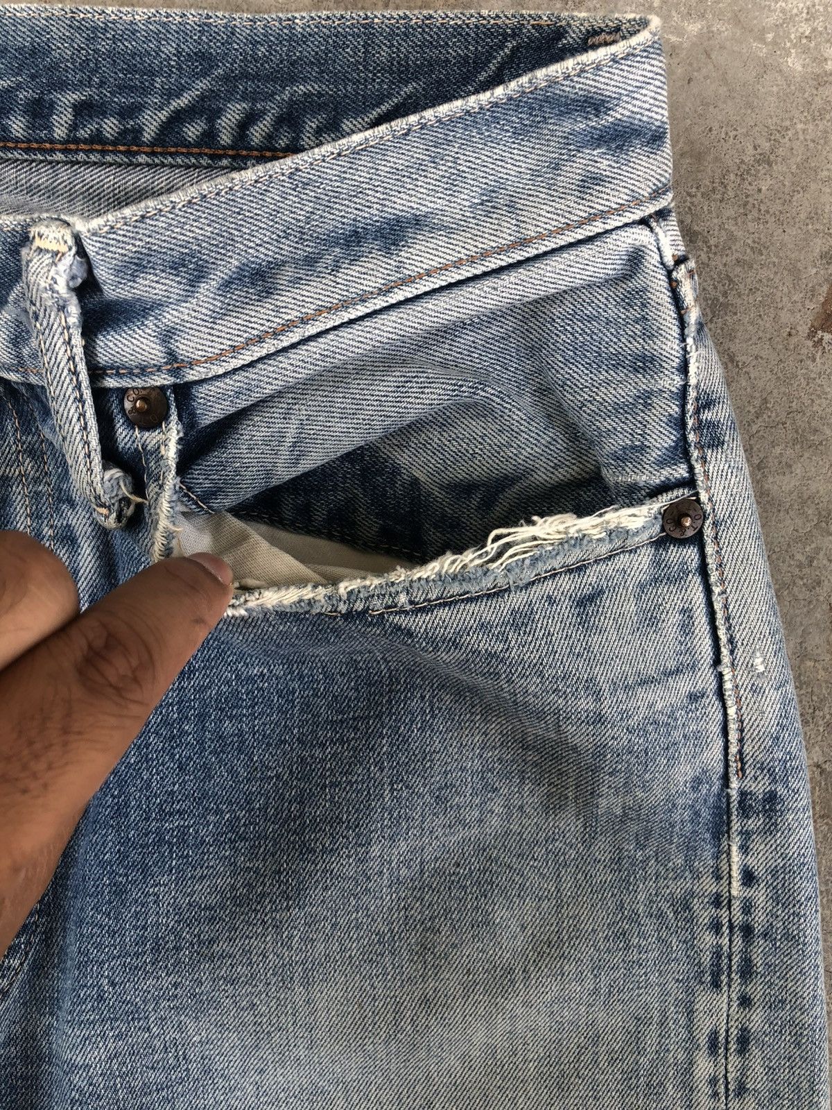 Japanese Brand Canton Distressed Jeans Selvedge Denim Size US 30 / EU 46 - 15 Thumbnail