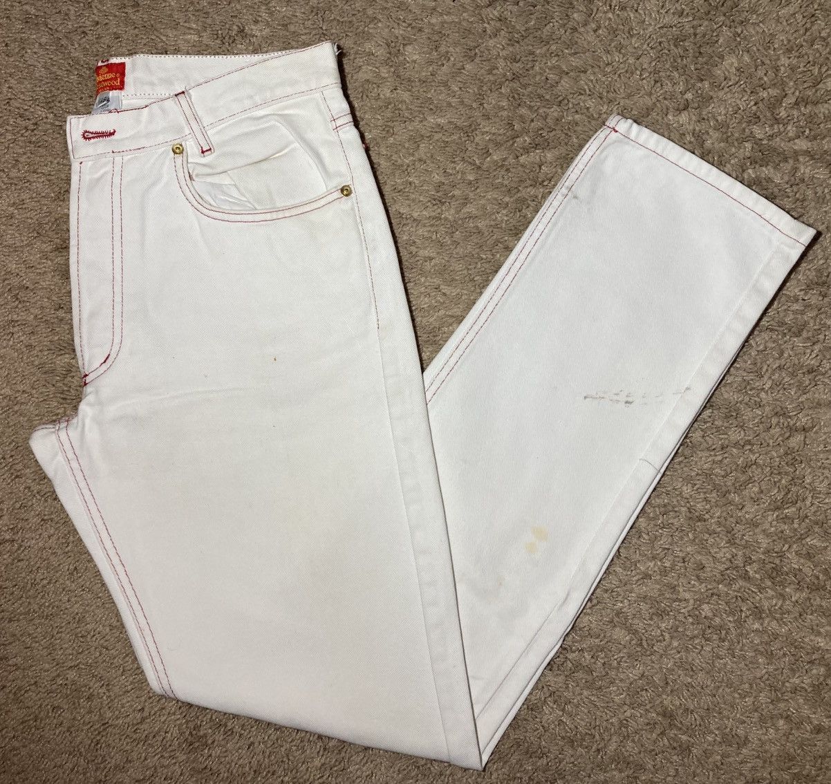 Vivienne Westwood 90s Vivienne Westwood Slim Straight Jeans Contrast VW White Size US 32 / EU 48 - 1 Thumbnail