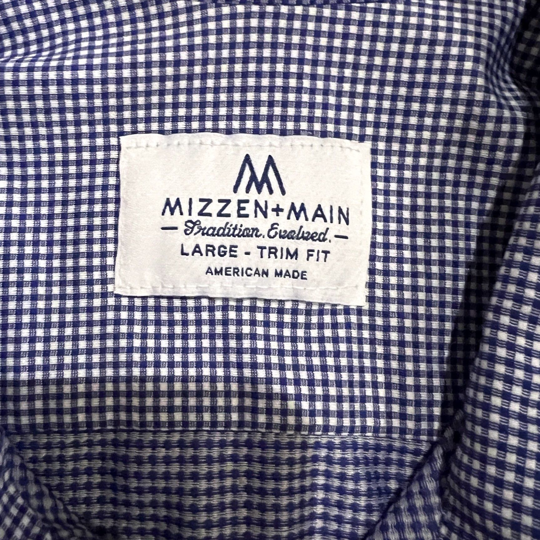 Mizzen+Main Mizzen+Main Men's Shirt Large Slim Button-Up Blue Gingham Check Casual Formal Business Shirt Size US L / EU 52-54 / 3 - 3 Thumbnail