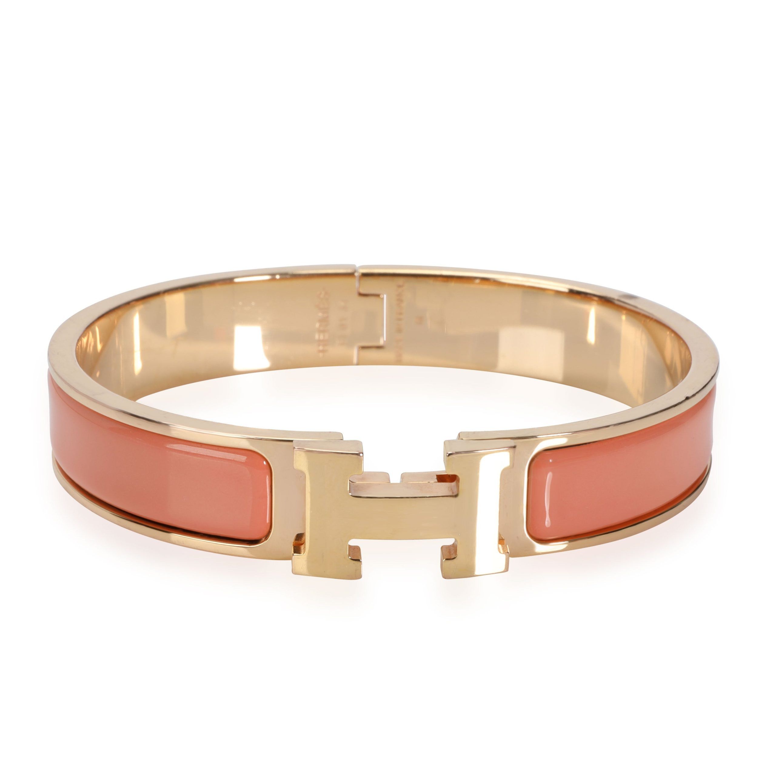 image of Hermes Peach Clic H Narrow Bangle, Size Pm in Yellow, Women's