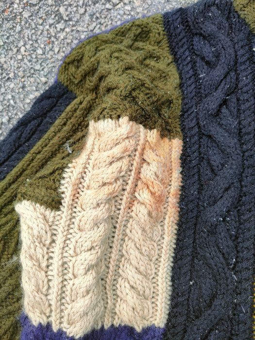 Handmade DL Japan Art Patchwork handmade cable knitwear #S2803T Size US M / EU 48-50 / 2 - 10 Thumbnail