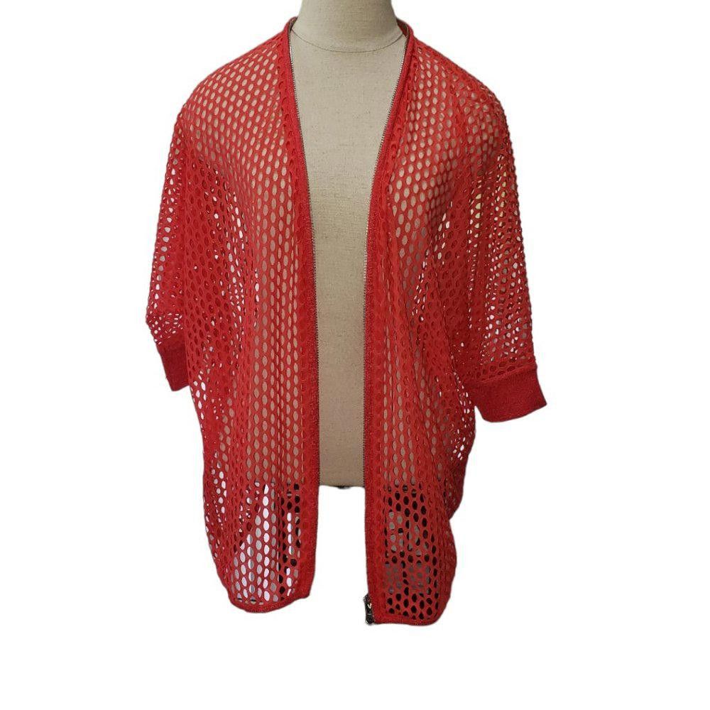 Designer CT491a Alberto Makali Persimmon Zipper Netted Jacket L Size L / US 10 / IT 46 - 1 Thumbnail
