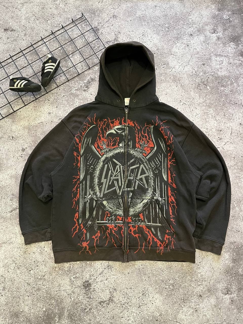 image of Christian Audigier Style Distressed Hoodie in Black, Men's (Size Large)