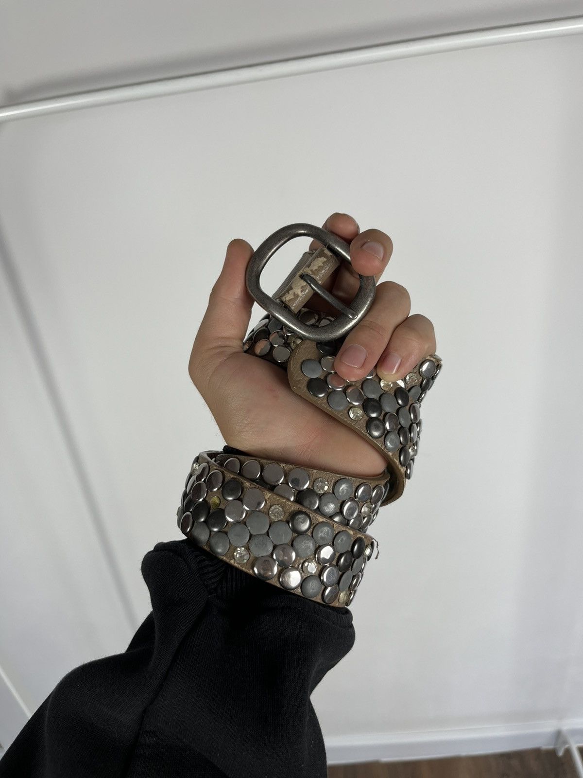 Other Vintage Studded Punk Belt 105cm 41in Rock Goth Metal Buckle Size ONE SIZE - 1 Thumbnail