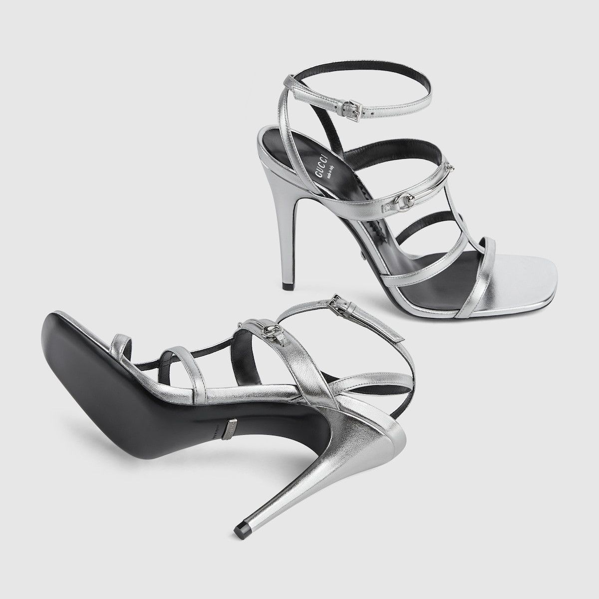 Gucci o1s1wg110125 Slim Horsebit Sandals in Silver Size US 6 / IT 36 - 4 Thumbnail