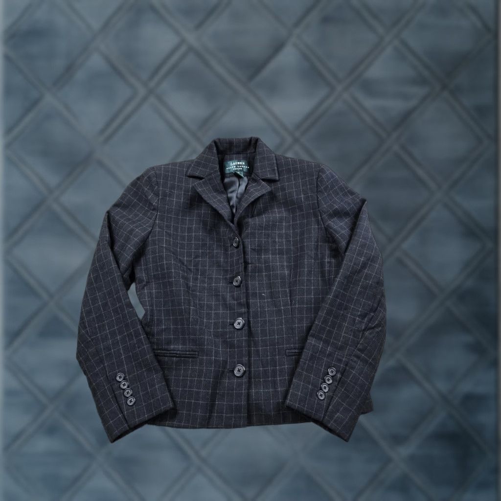 Ralph Lauren Lauren Ralph Lauren Blazer Womens 6P Gray Plaid Wool Petite Suit Jacket Size M / US 6-8 / IT 42-44 - 1 Thumbnail