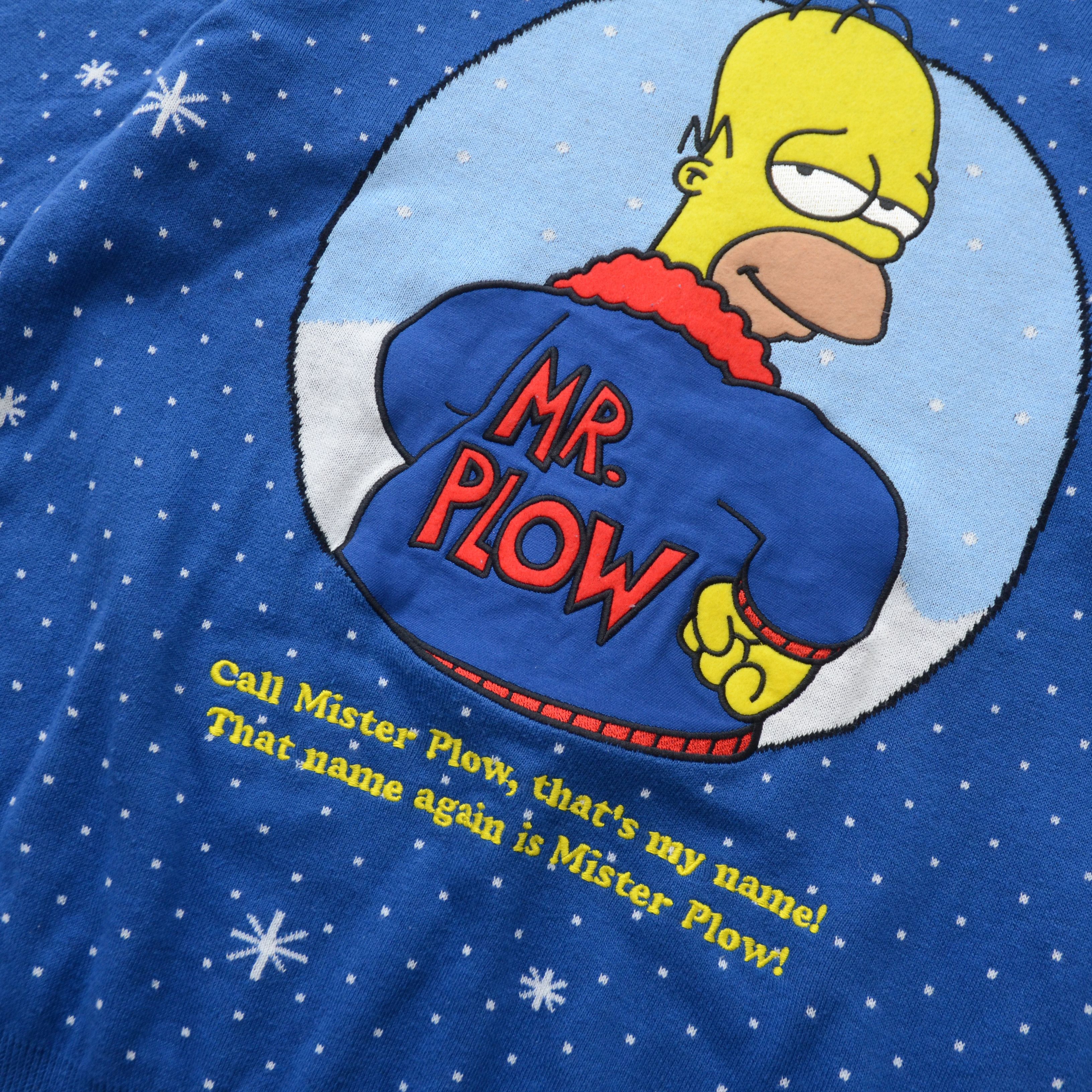 Cartoon Network The Simpsons Mr Plow Christmas Sweater Blue Geometric Jumper Size US M / EU 48-50 / 2 - 7 Thumbnail