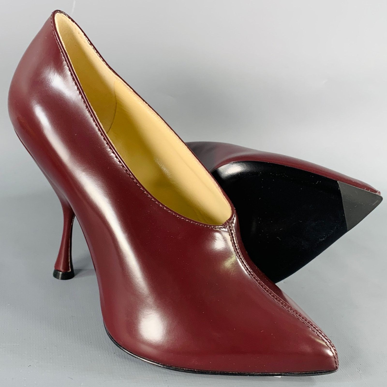 Phoebe Philo PHOEBE PHILO Size 7.5 Burgundy Leather Pointed Toe Pumps Size US 7.5 / IT 37.5 - 5 Thumbnail