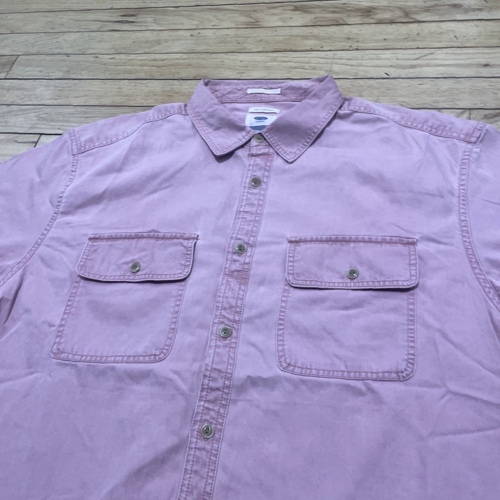 Old Navy Old Navy Shirt Men 2XL Slim Fit Pink Twill Utility Pockets XXL Size US XXL / EU 58 / 5 - 5 Thumbnail