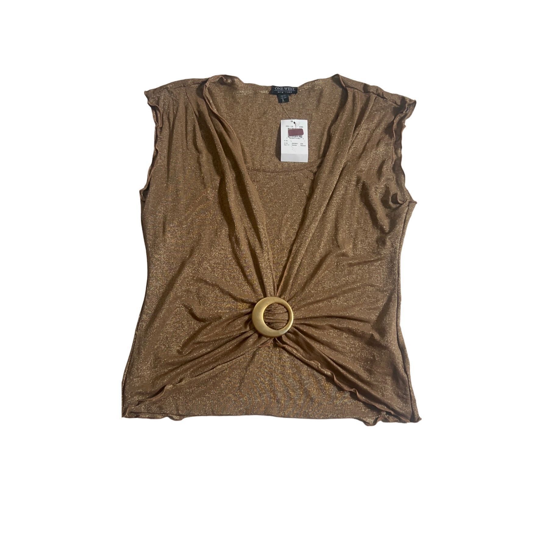 Vintage Vintage One West Brown Gold Top Large Size L / US 10 / IT 46 - 6 Thumbnail