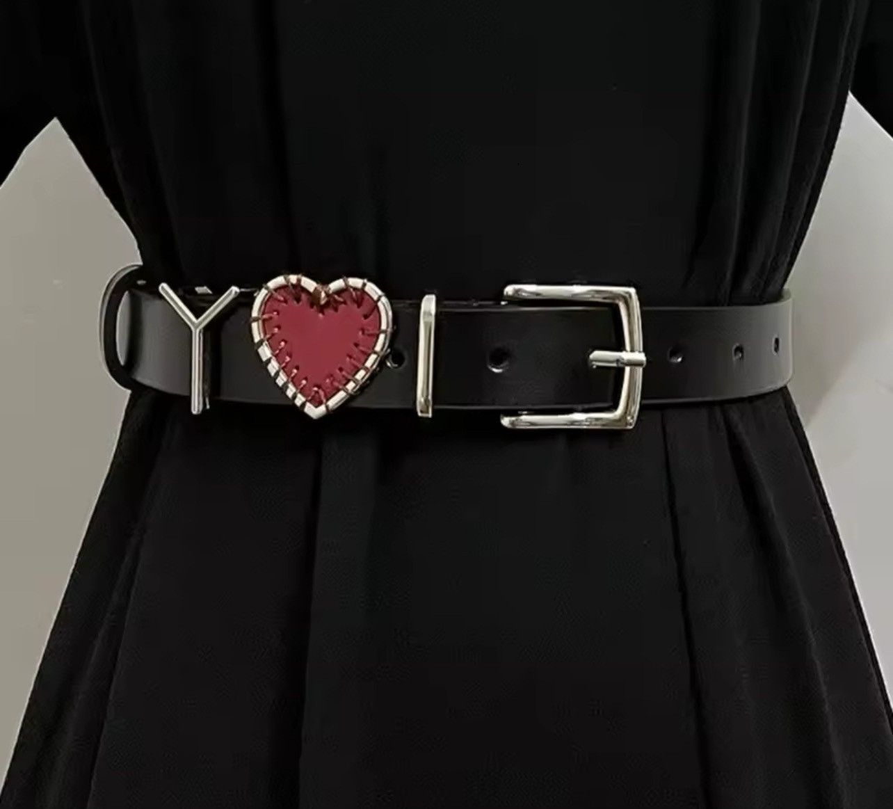 Japanese Brand × Vintage Retro black I LOVE YOU heart pu leather belt Size ONE SIZE - 2 Thumbnail