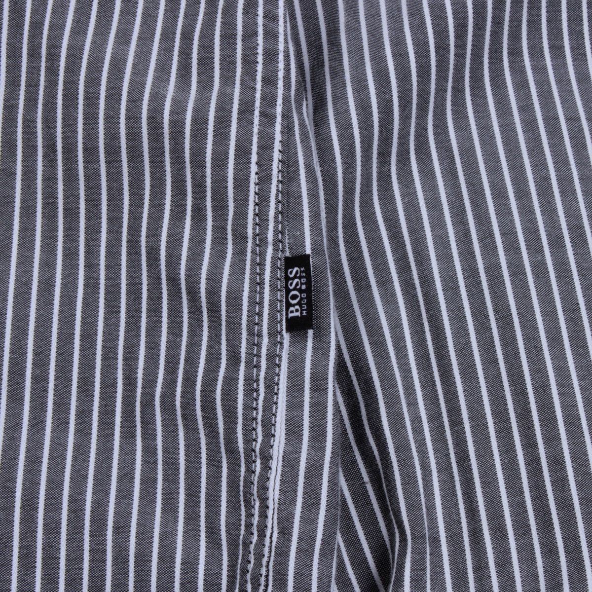 Designer × Hugo Boss HUGO BOSS Lorenzo Striped Gray White Shirt Dress Casual Size US L / EU 52-54 / 3 - 7 Thumbnail
