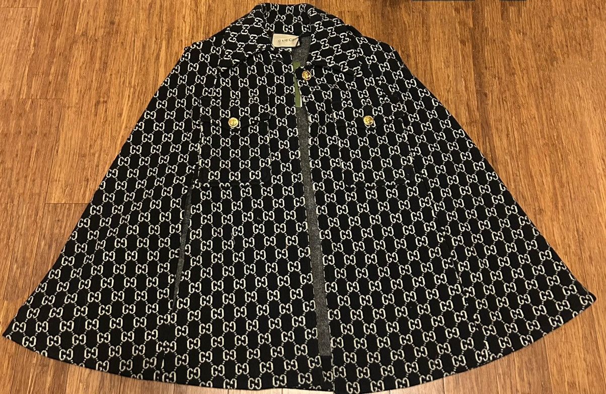 Gucci GUCCI GG Supreme Cape Wool Black White Cloak Size XS / US 0-2 / IT 36-38 - 4 Thumbnail