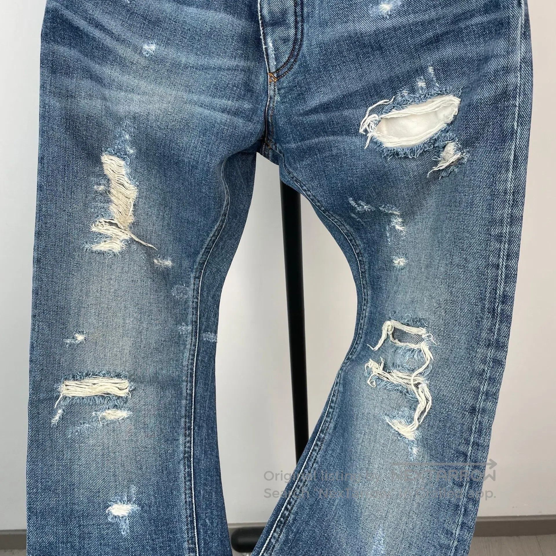 Dolce & Gabbana Dolce Gabbana Blue Camo Patterned Destroyed Denim Jeans| Size US 28 / EU 44 - 4 Thumbnail