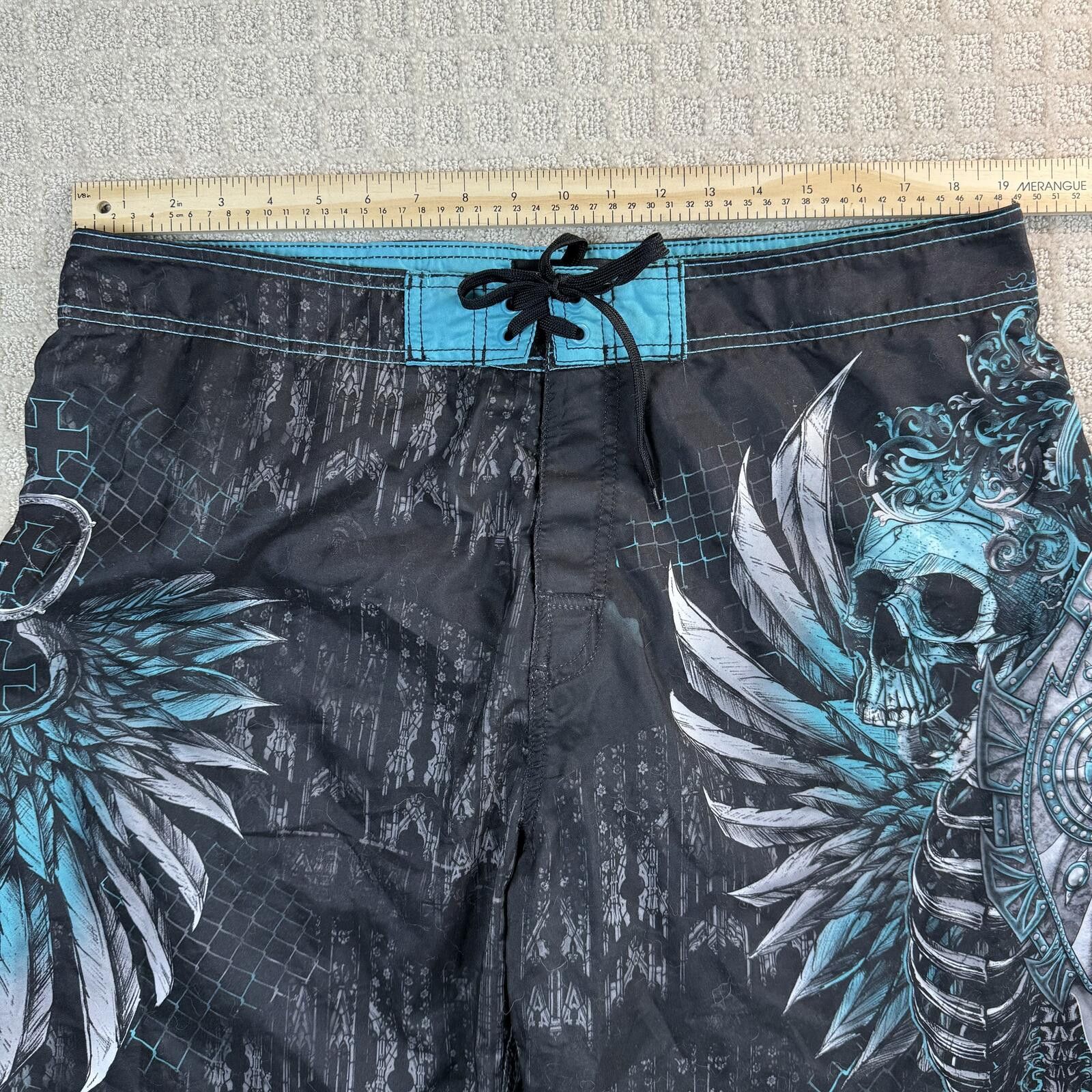 Other MMA Elite Skull Fight Shorts Black Teal Large Size US 34 / EU 50 - 5 Thumbnail