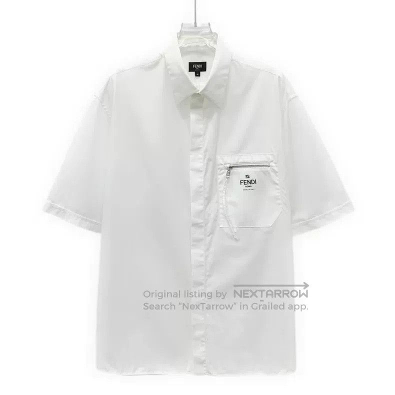 Fendi Fendi size 41 White Pocket Zipper Design Cotton Collar Shor Size US XXS / EU 40 - 1 Thumbnail
