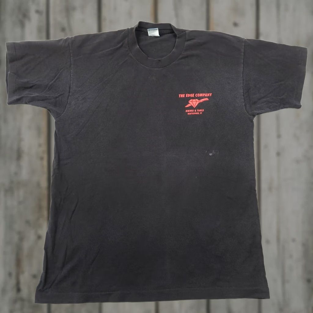 Fruit Of The Loom VINTAGE The Edge Company Knife Black T Shirt Mens L Large USA Made 90s 90s Logo Graphic Print Cotton Crew Neck Short Sleeve Fruit of the Loom Mens Size US L / EU 52-54 / 3 - 1 Thumbnail