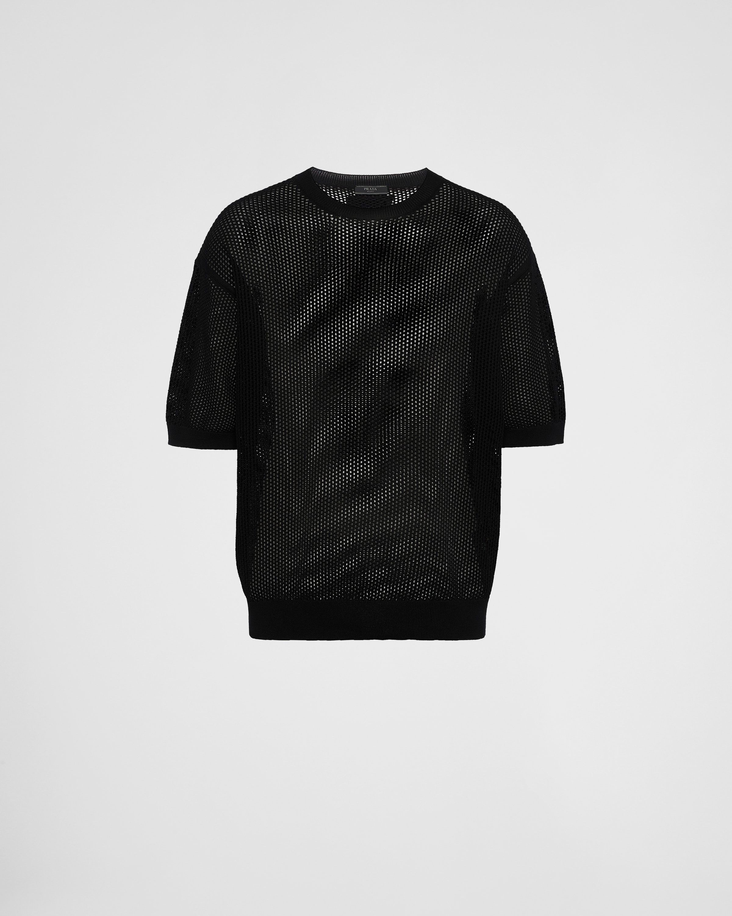 Prada o1bcso1str1025 Silk Cotton Crew-Neck Sweater in Black Size US M / EU 48-50 / 2 - 1 Thumbnail