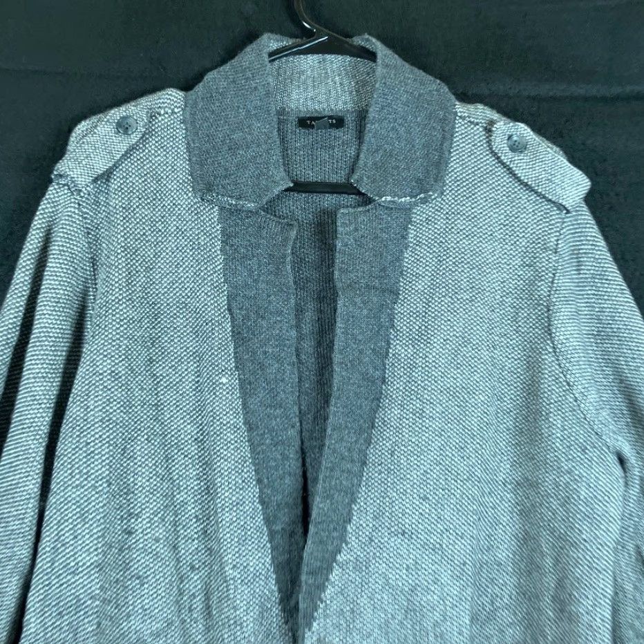 Talbots Talbots Womens Cardigan Gray Wool L Notched Lapel Patch Pockets V-Neck KnIT Knit Open Cardigan Casual Workwear Size L / US 10 / IT 46 - 2 Thumbnail