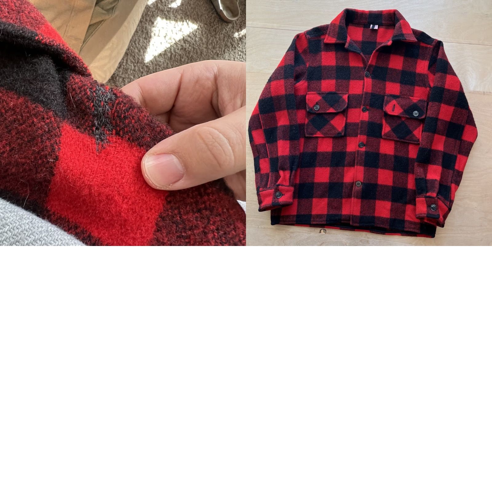Vintage VINTAGE Fashion Wagon Heavy Wool Flannel Red Buffalo Plaid 70s Workwear Shirt M Mens Western Cowboy Button-Up Size US M / EU 48-50 / 2 - 8 Thumbnail