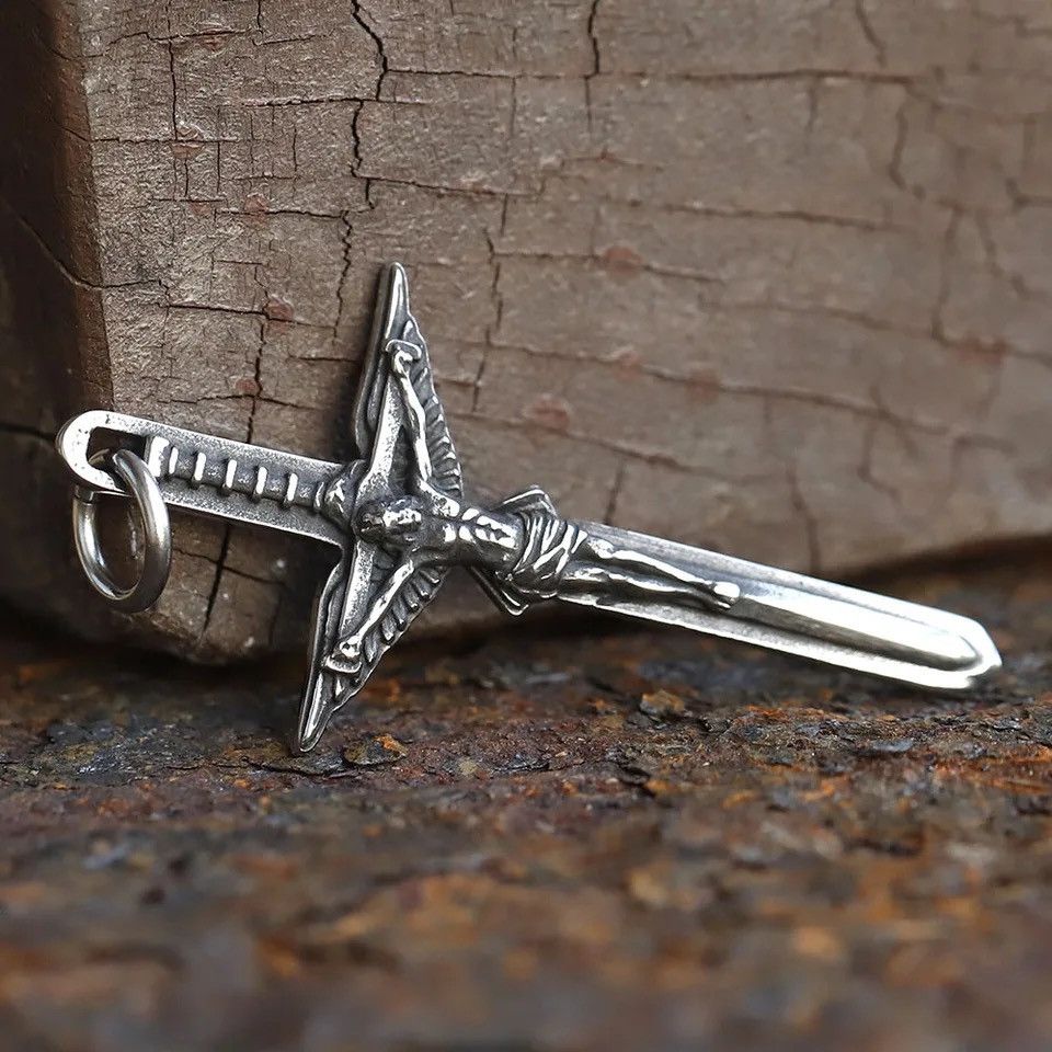 Jewelry Jesus Cross Amulet Pendant Necklace Size ONE SIZE - 3 Thumbnail