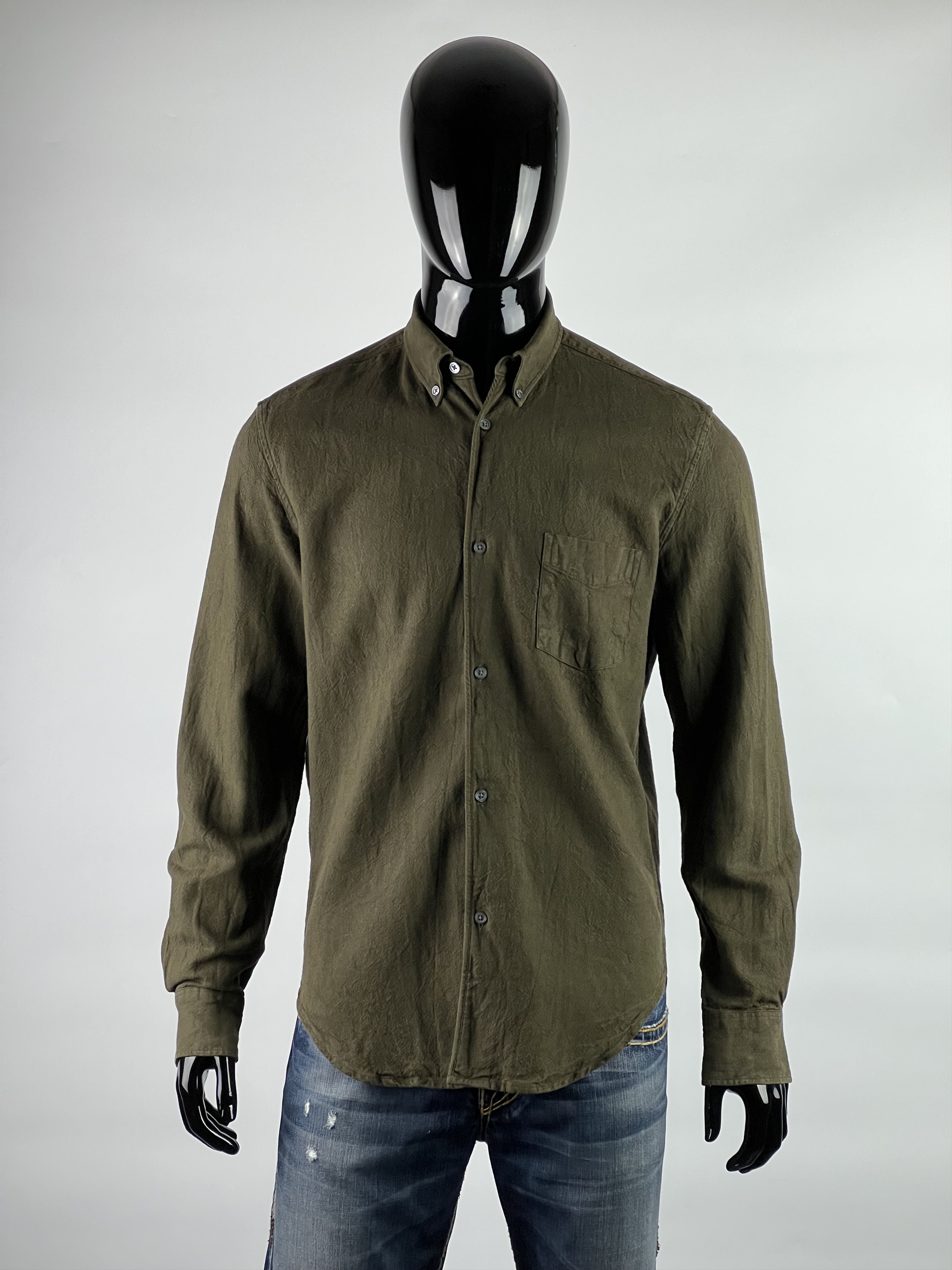 Our Legacy Men's Khaki Button Up Shirt Long Sleeve Size 48